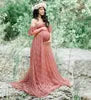 Top Sales Off Shoulder Tulle Elegant Slim Fit Gown Baby Shower Photography Maxi Maternity Dress Photoshoot DGPD-001