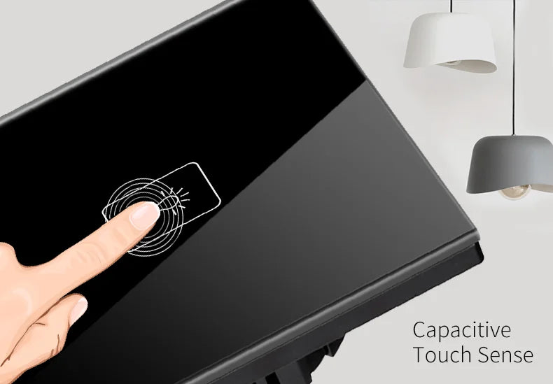 Wall Touch Switch AC100-240V EU Sensor Lamp Light Switches Tempered Crystal Glass Panel LED Power 1/2/3 Gang Interruttore