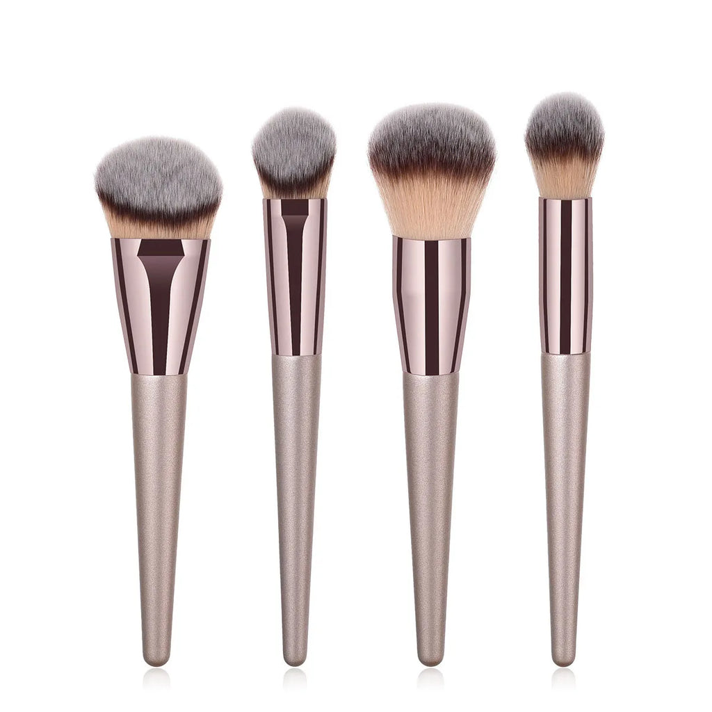 4 pcs Champagne Makeup Brushes Set Foundation Powder Blush Blending Concealer Contour Highligh Face Beauty Women Make Up Tools