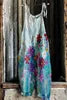 S-3XL Summer Women's New Sweet Small Fresh Print Retro Wide Leg Jumpsuit Printed Floral Cami Jumpsuit