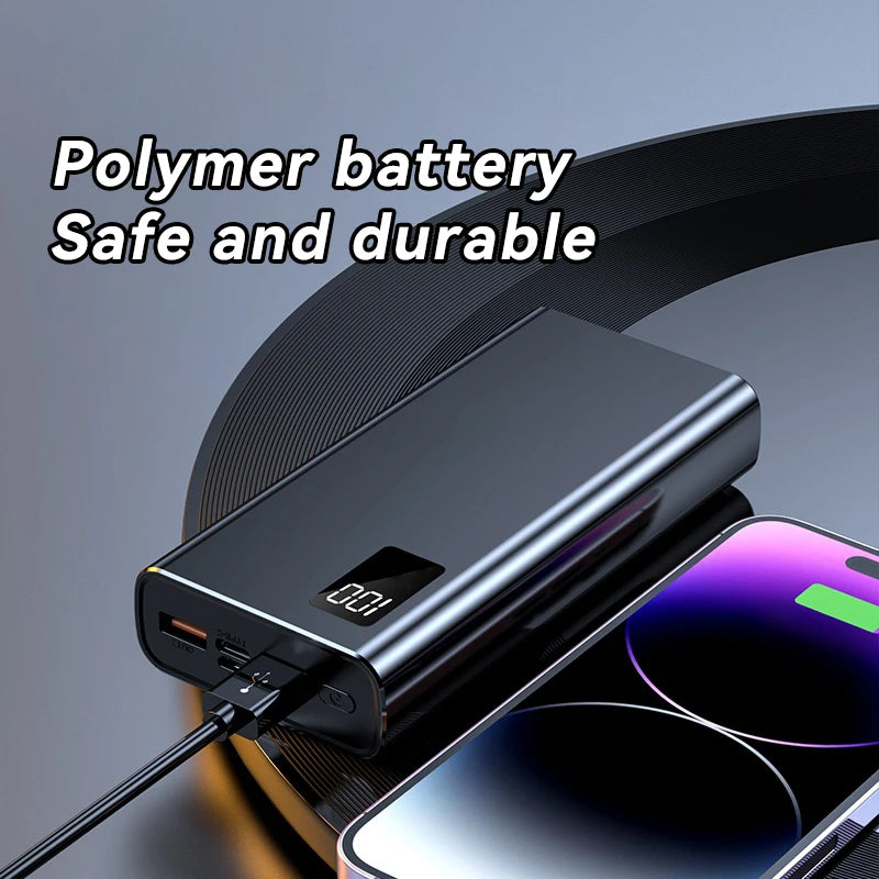 Ultra Slim 20000mAh Li-Polymer Battery Power Bank LED Display Fast Charging Dual USB Output Portable Power Bank Batterie Externe