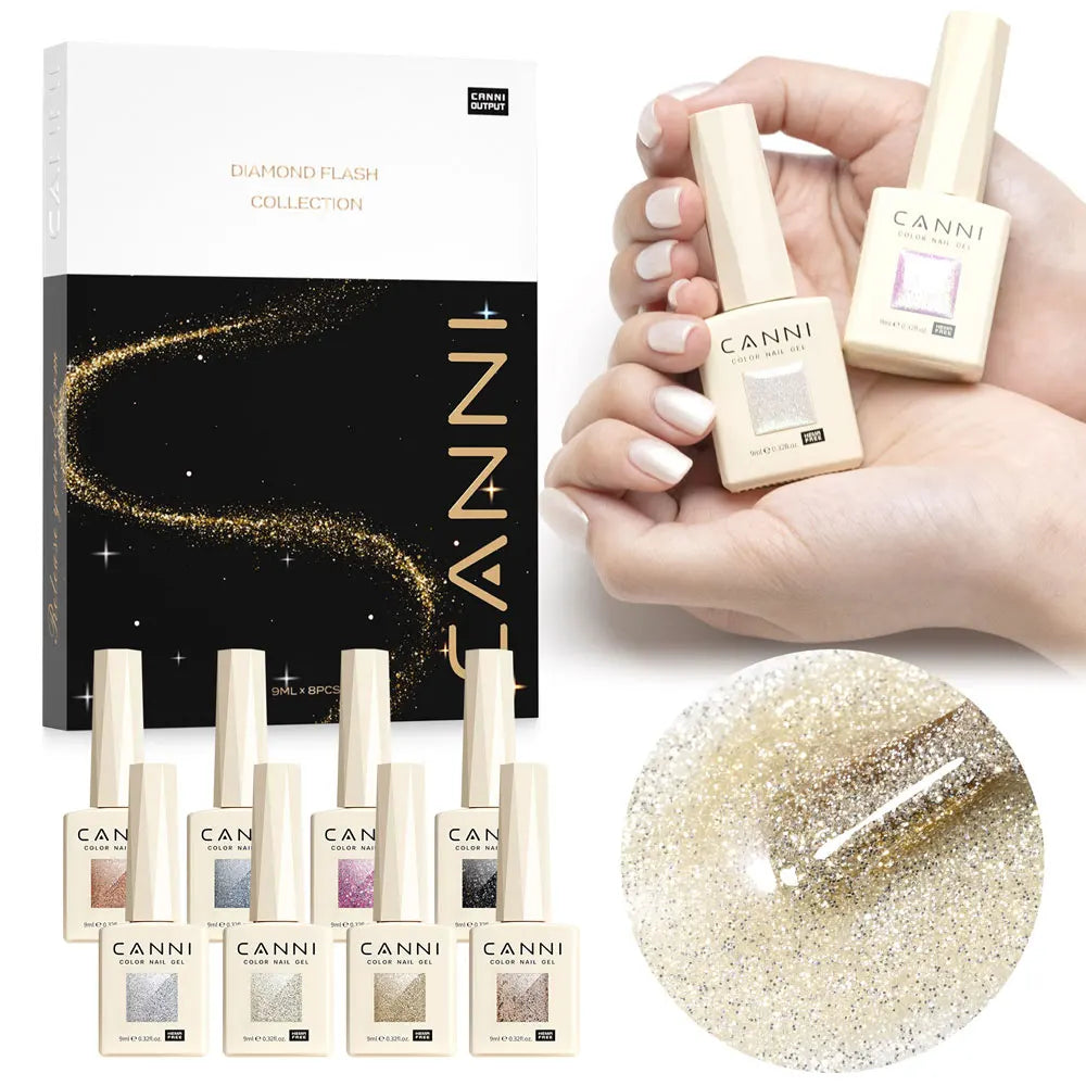 CANNI 9ml Glitter Series Hema Free Uv Gel Nail Polish Enamel Gel Set 8pcs/lot Uv Gel Kit with Glitz Flash Series Set