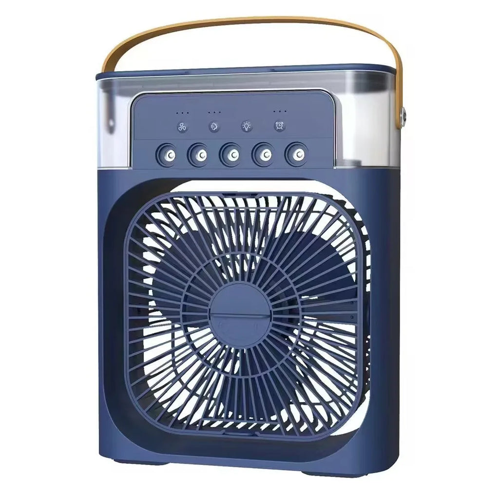 5 Holes Mist Humidifier Fan 3-Speed Adjustable 180 Wide-Angle Swing Timer LED Light Portable USB Rechargeable 1L Waterproof