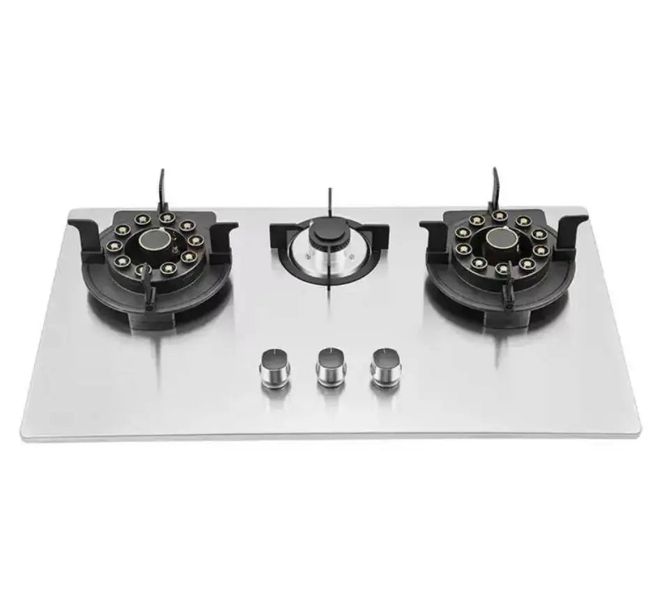 3-Burner Built-In Portable Gas Stove With 3+3+1.75kW Power, Tempered Glass for Household Use