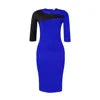 Latest Design Autumn Dresses 2023 Three Quarter Sleeve Block Color Elegant Office Dresses Women Formal Work Career Dresses
