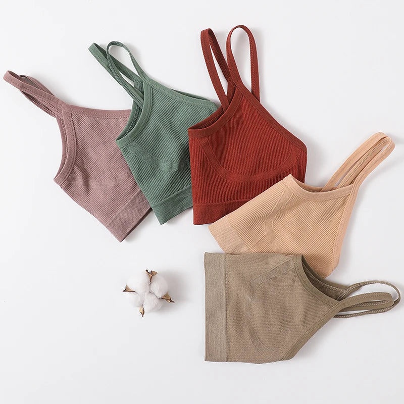 Women Sports Bra Tube Top Push-Up Bra Padded Crop Top Seamless Underwear Female Streetwear Tank Tops Removable Pads Camisole