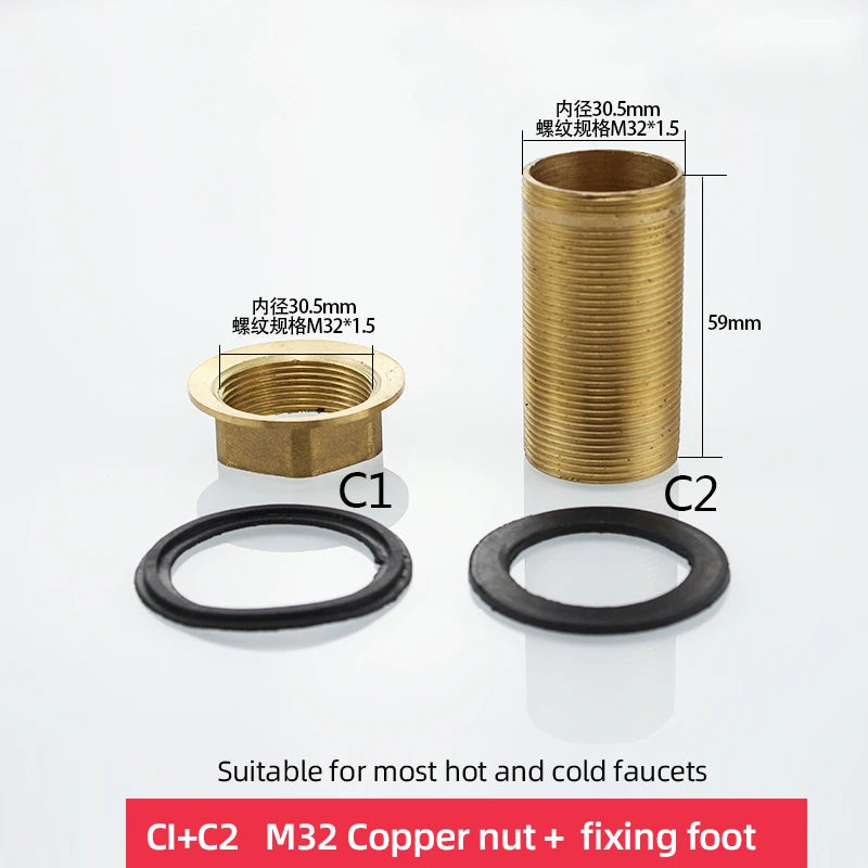 Copper kitchen sink hot and cold faucet accessories base fixed foot screw nut 30 plus filament
