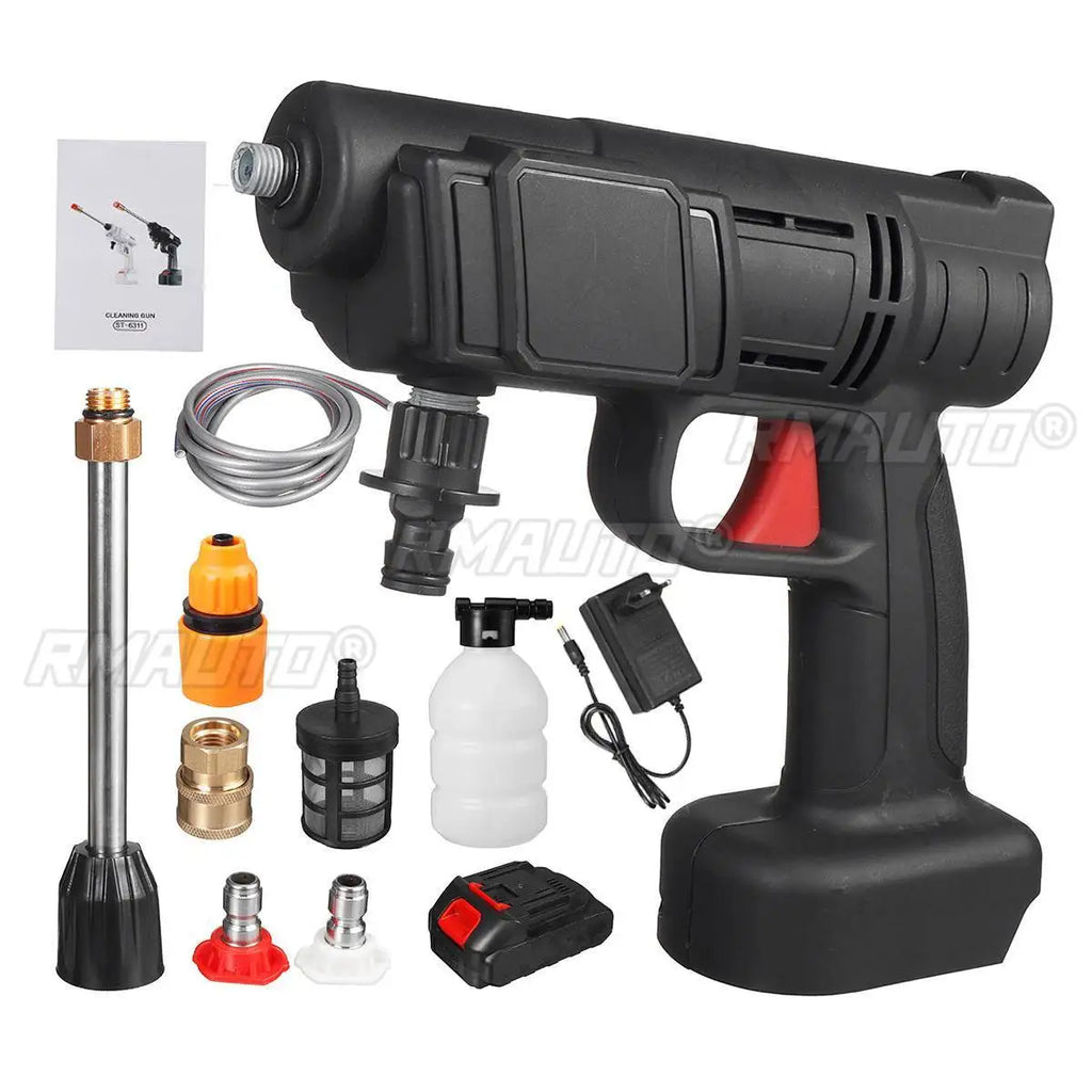 2000mAh Cordless High Pressure Washer Spray Water Gun Car Wash Pressure Water Nozzle Cleaning Machine for Makit 18V Battery