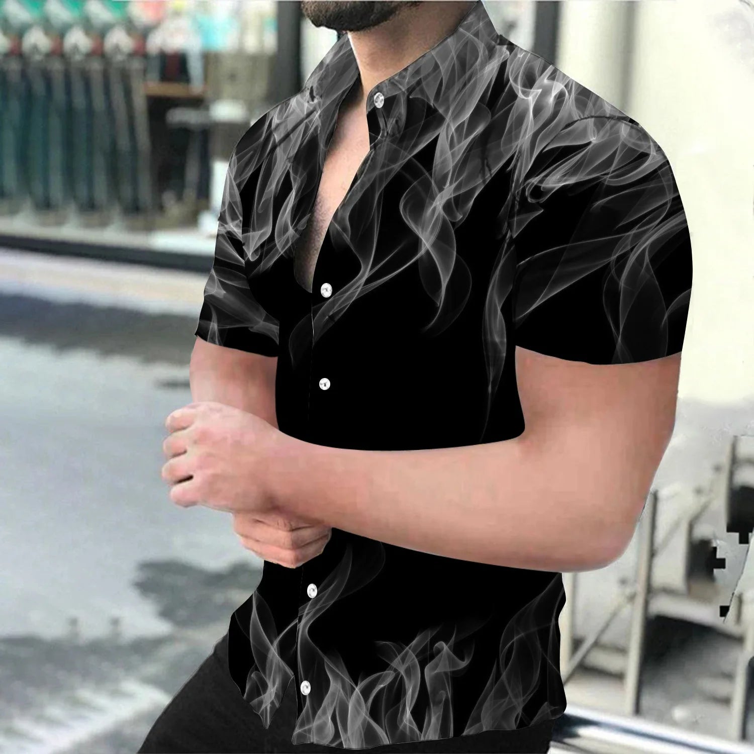 Wholesale Flower Hawaiian Casual New Men's Fashion Beach Summer Printed Short-sleeved Men Shirt