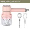 USB Rechargeable 3-in-1 Mini Portable Electric Kitchen Hand Mixer Wireless Garlic Chopper Cordless Whisk for Car Cordless