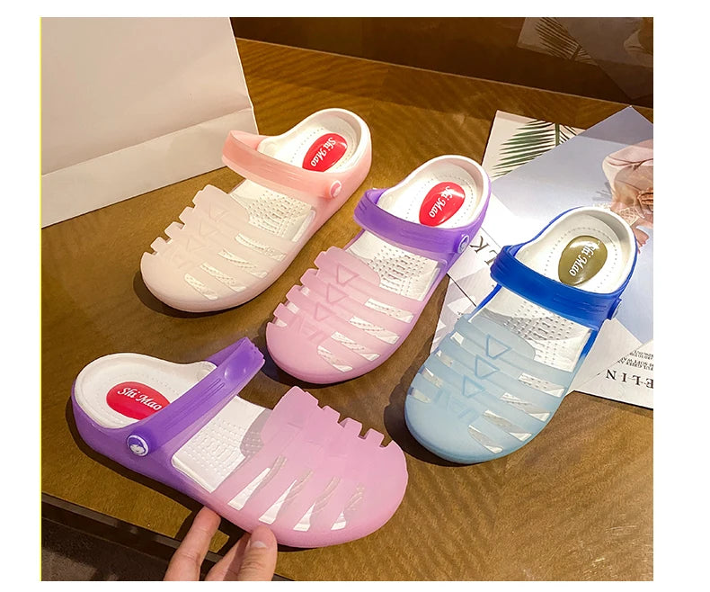 New Summer Jelly Sandals Women Outdoor Casual Slip On Garden Beach Shoes Female Rubber Clogs Non-slip Slides Breathable Slippers