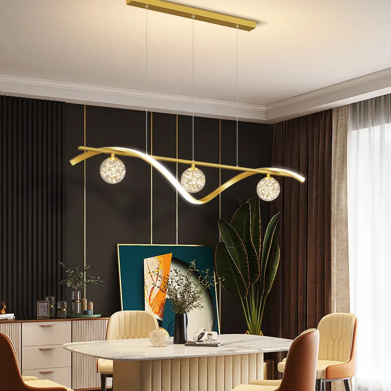 Modern Nordic Led Chandelier Kitchen Island Creative Glass Ball Pendant Lamp Dining Room Coffee Bar Deco Gold Hanging Light