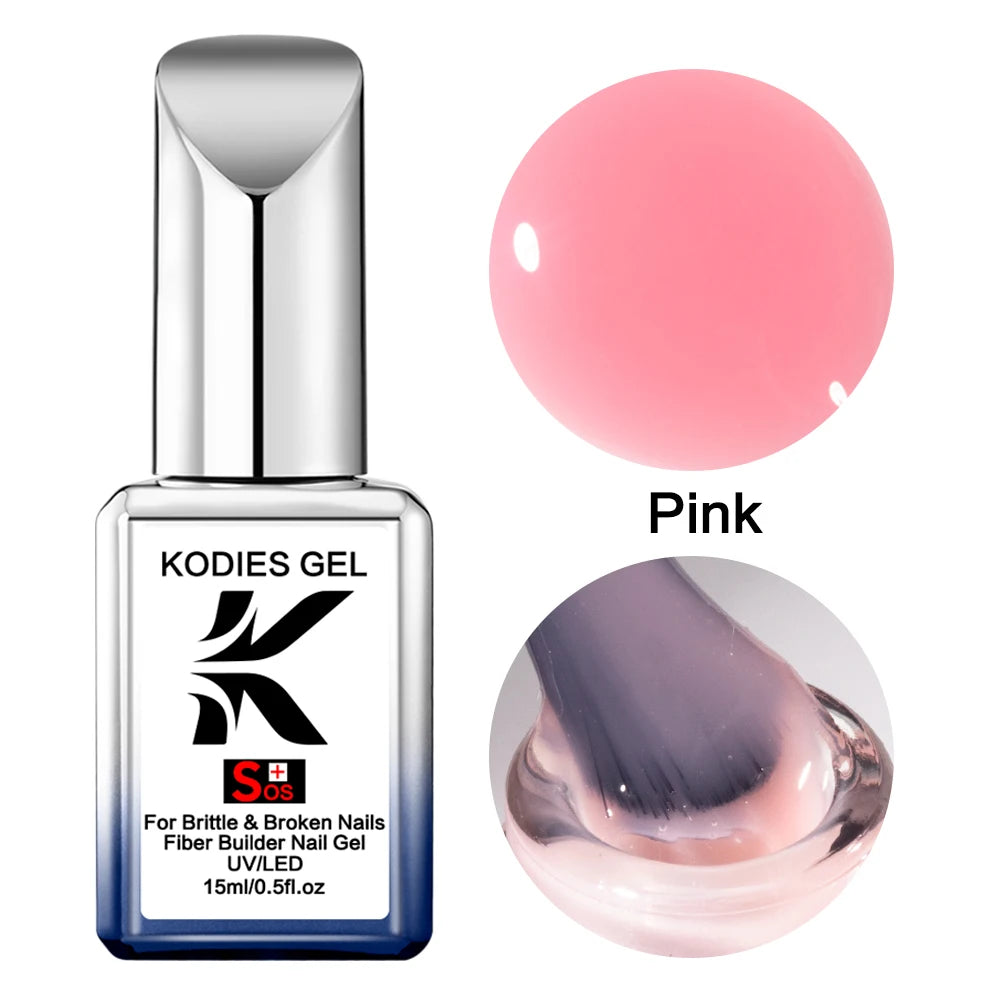 Low MOQ SOS Fiber Rubber Base Coat UV Gel Polish Non-Toxic Nail Repair Thin Soft Nails Builder