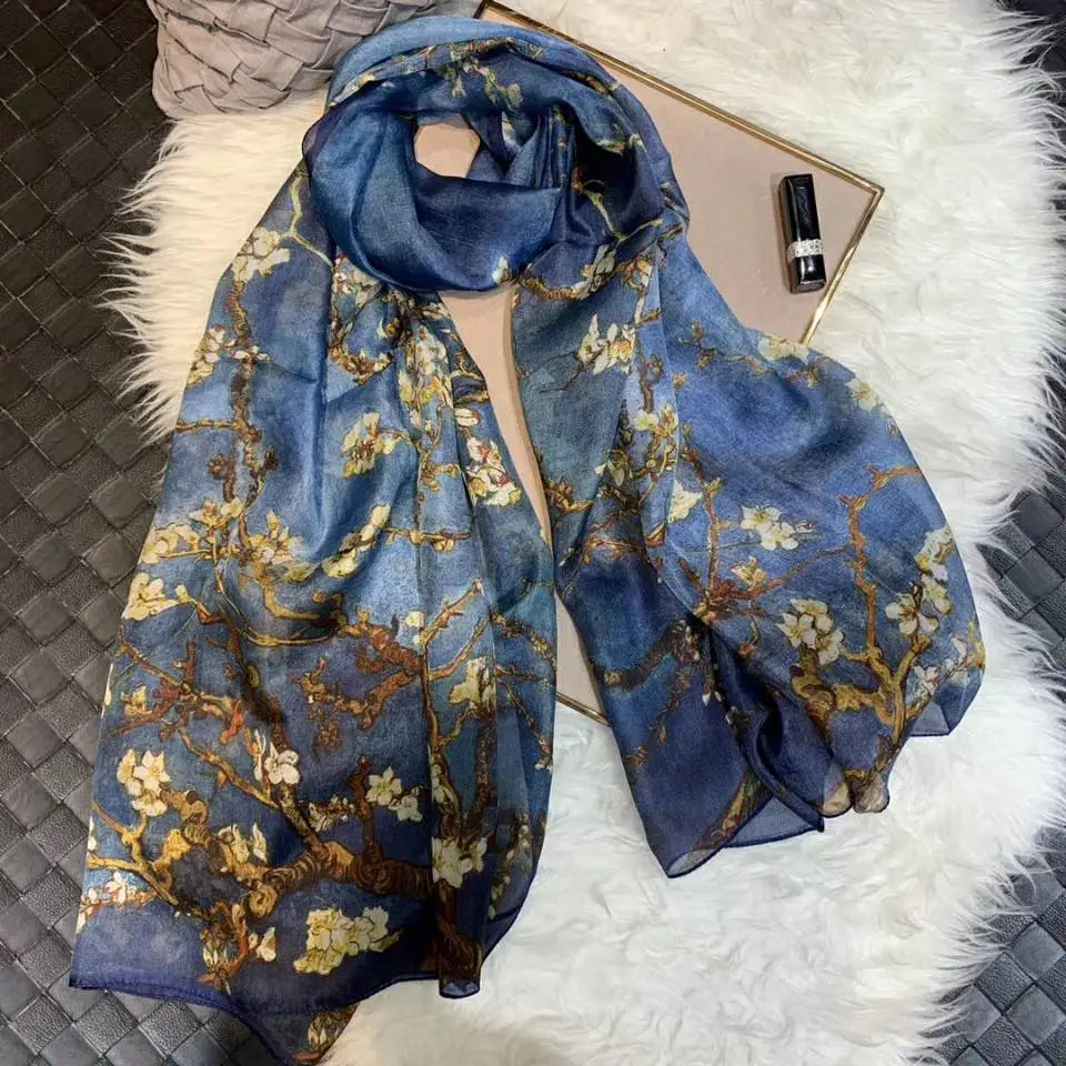 BYSIFA| Ultralarge Spring Fall 100% Mulberry Silk Scarf Beach Wrap Brand Female Long Scarves New Red Floral Silk Scarf Shawl