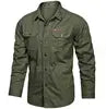 Multi-pocket Long Sleeve Outdoor Shirt Hiking Shirts Regular Fit Jacket Mens Casual Big Size Cargo Shirt