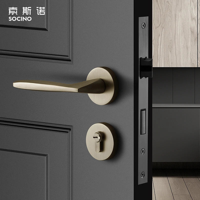 In Stock Zinc Alloy Lever Type Door Lock Handle Set Privacy Lock Passages & Coin Unlock Key for Bedroom Home Hotel