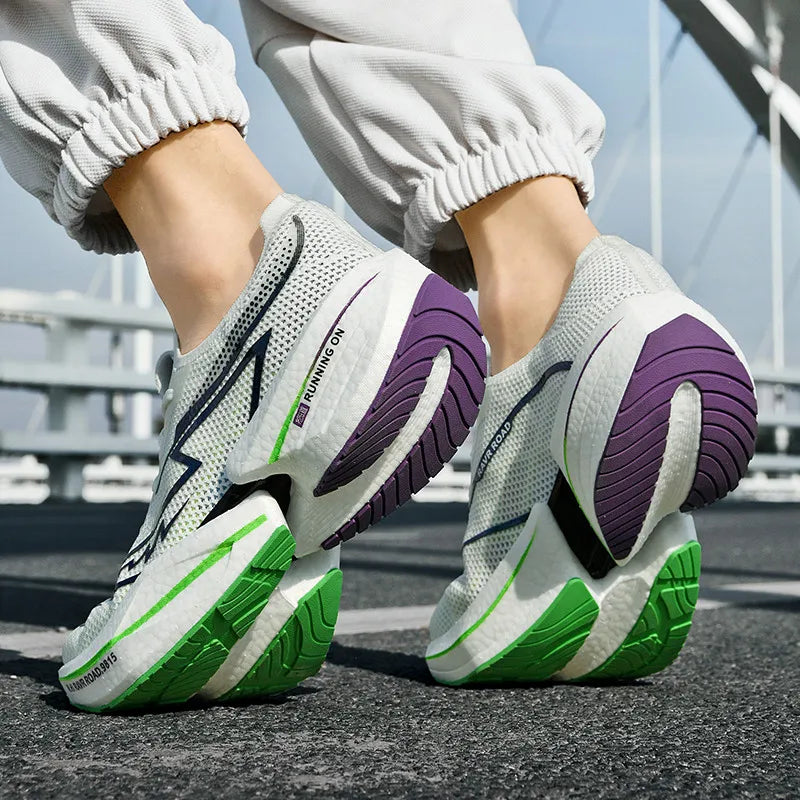 High Quality Women's Men's Trail Running Shoes Popcorn Carbon Plate Jogging Shoes Breathable Mesh Teenagers Sport Shoes