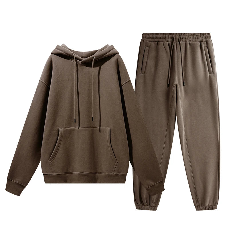 Wholesale Organic Cotton Sweatpants and Hoodie Set Custom Sweat Suits Casual Unisex Tracksuit