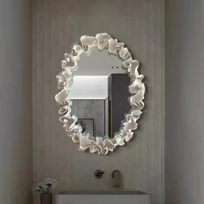 70X90CM Light Luxury Bathroom Mirror Wall Hanging Wall Makeup Mirror Creative Bathroom Counter Mirror