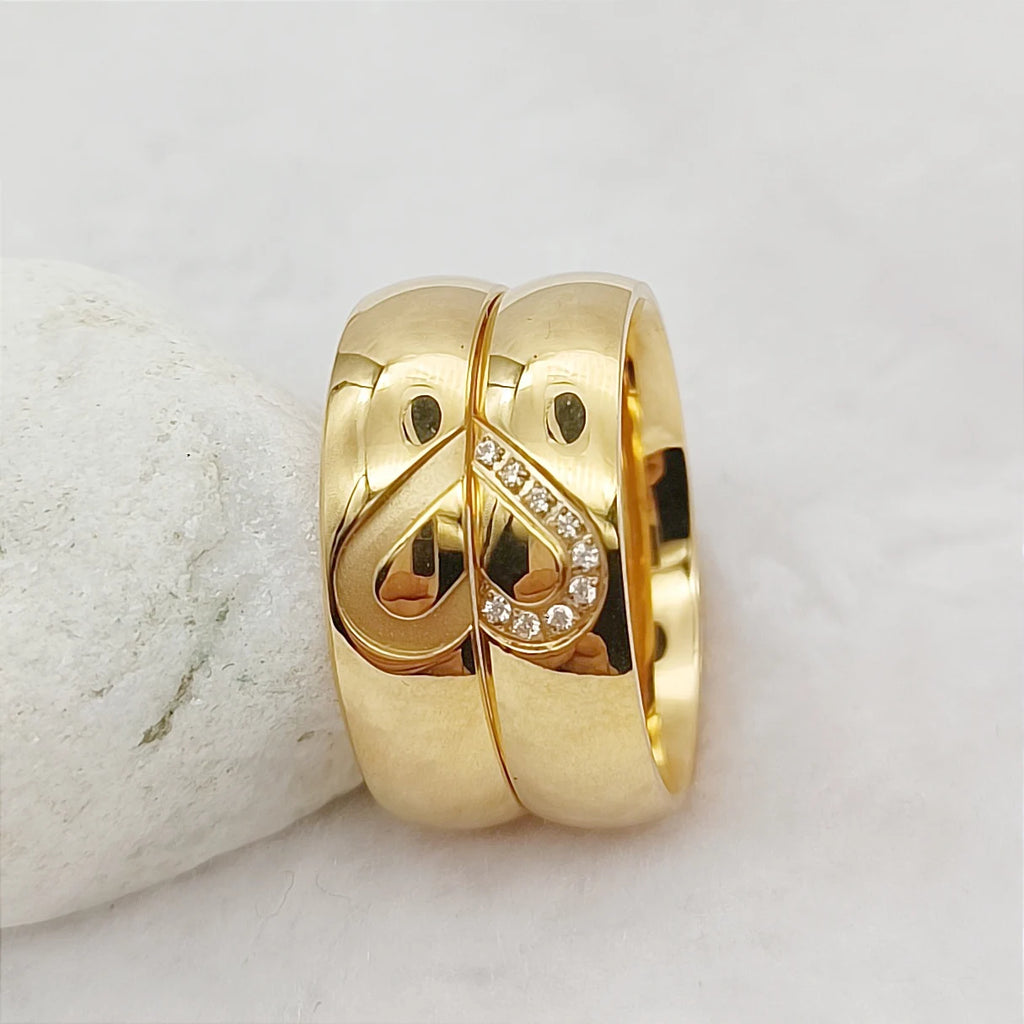 Splendid Designer 2pcs Bridal Wedding Engagement Rings Bridal Sets Silver Stainless Steel Jewelry Statement Ring