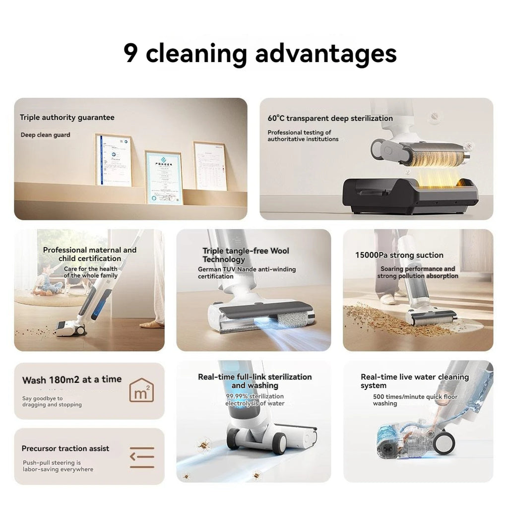 Xiao-mi Mijia Wireless Mop 4C 15000Pa Suction Wet Dry Vacuum Cleaner for Household Floor Washer D304