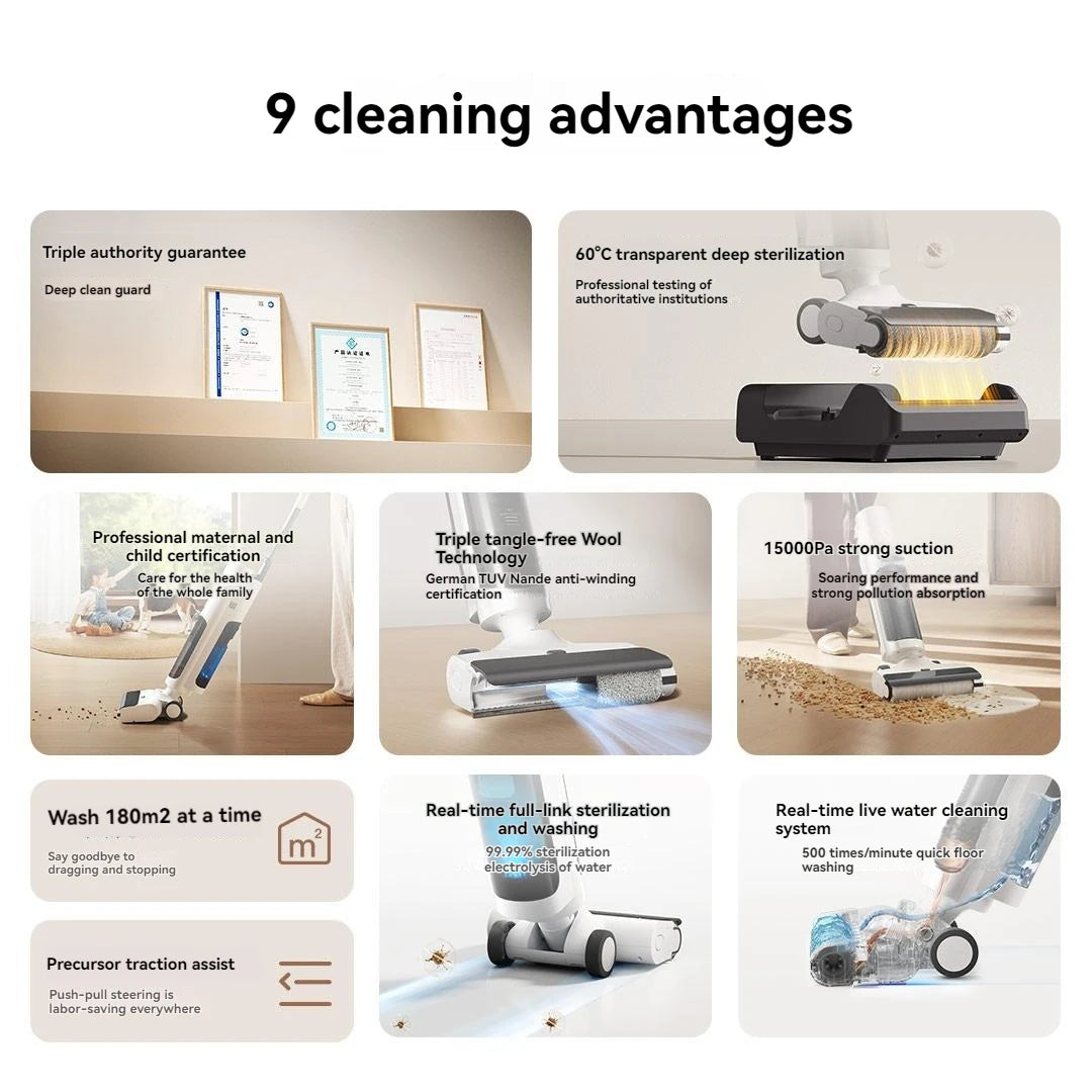 Xiao-mi Mijia Wireless Mop 4C 15000Pa Suction Wet Dry Vacuum Cleaner for Household Floor Washer D304