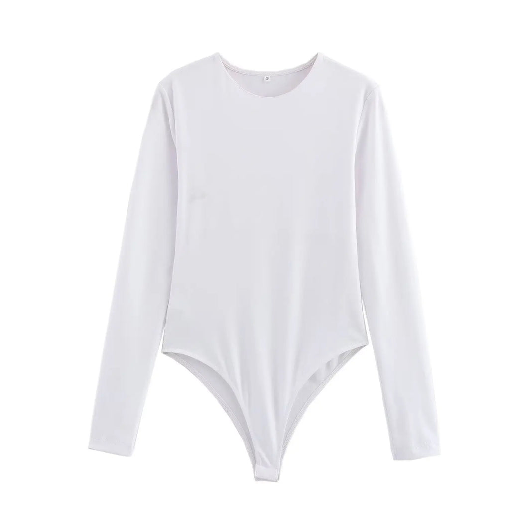 KAR&OT ZA 2024 Autumn New Women's Fashion Simple Versatile Elastic Slim Fit Long-sleeved Round Neck Jumpsuit 1026725