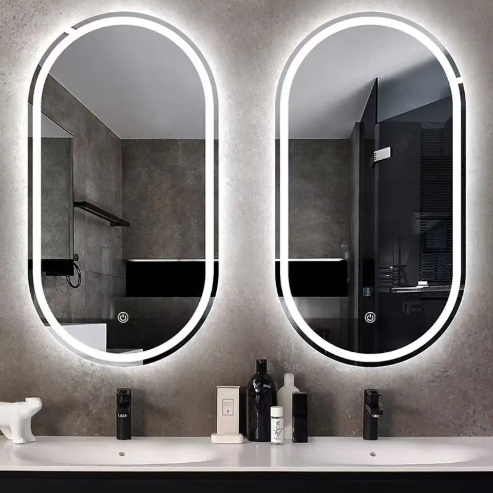 60X90 Oval Bathroom with Light Wall Hanging Bathroom Desktop Makeup Hanging Mirror