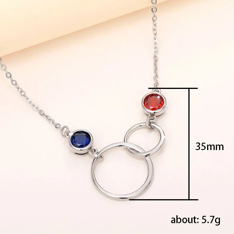 Minimalist Double Circle Pendant Necklace for Women Micro Paved Fashion Jewelry