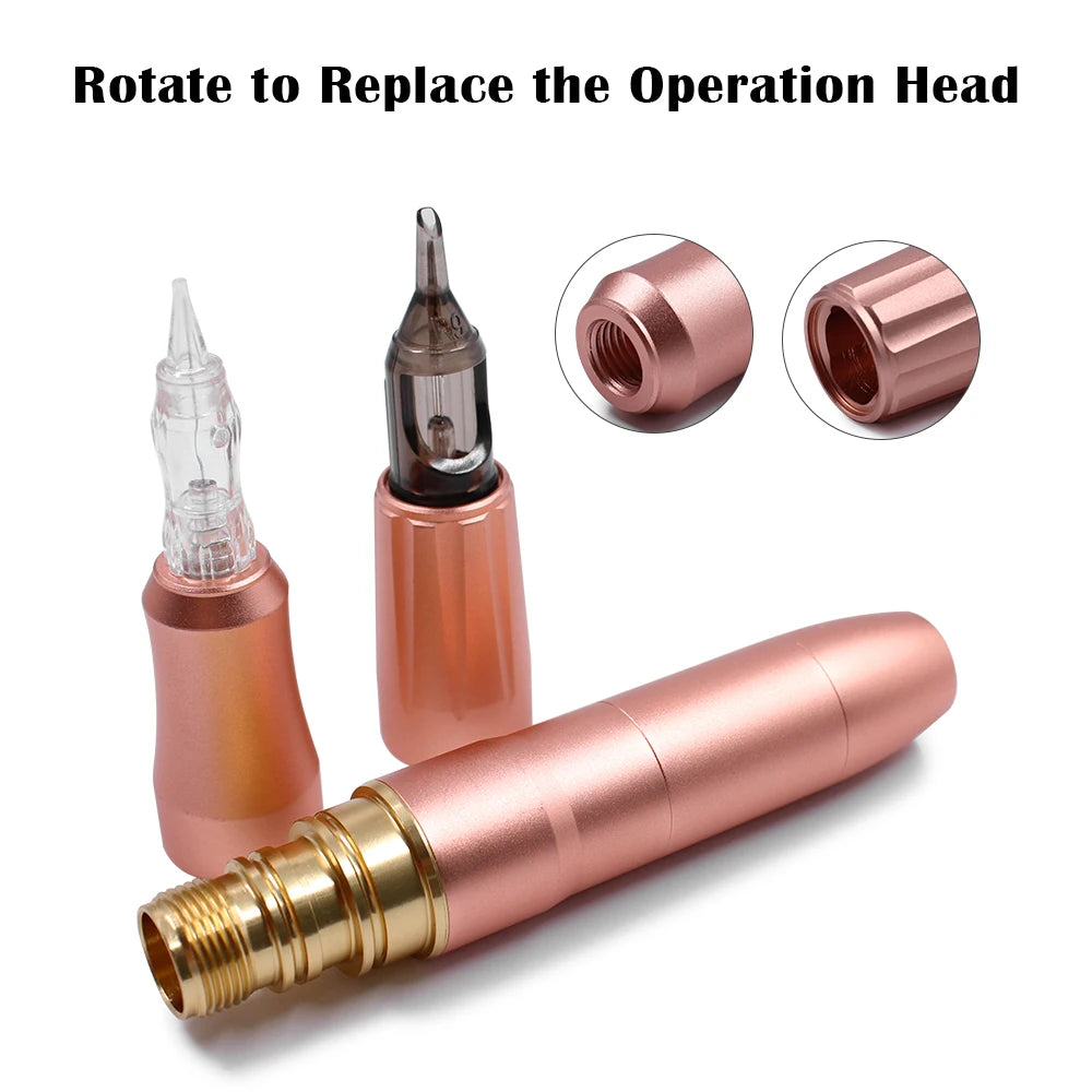 BIOMASER Newest Permanent Makeup Tattoo Machine 2 Head Rose Gold Microblading Pen Equipment 3D Microblading Tattoo Gun Set