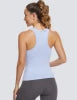 Women's Racerback Workout Tank Tops-Seamless Spandex/Polyester Breathable Knitted High Support Solid Running Muscle Tank