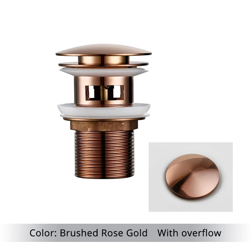 Bathroom Basin Gunmetal Pop-Up Drain Waste Stopper Sink Accessories Solid Support Round Bathtub Brass Flush Drain