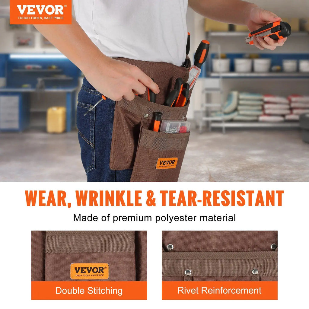 VEVOR Tool Belt, Adjusts from 29 Inches to 54 Inches, Polyester Heavy Duty Tool Pouch Bag, Detachable Tool Bag