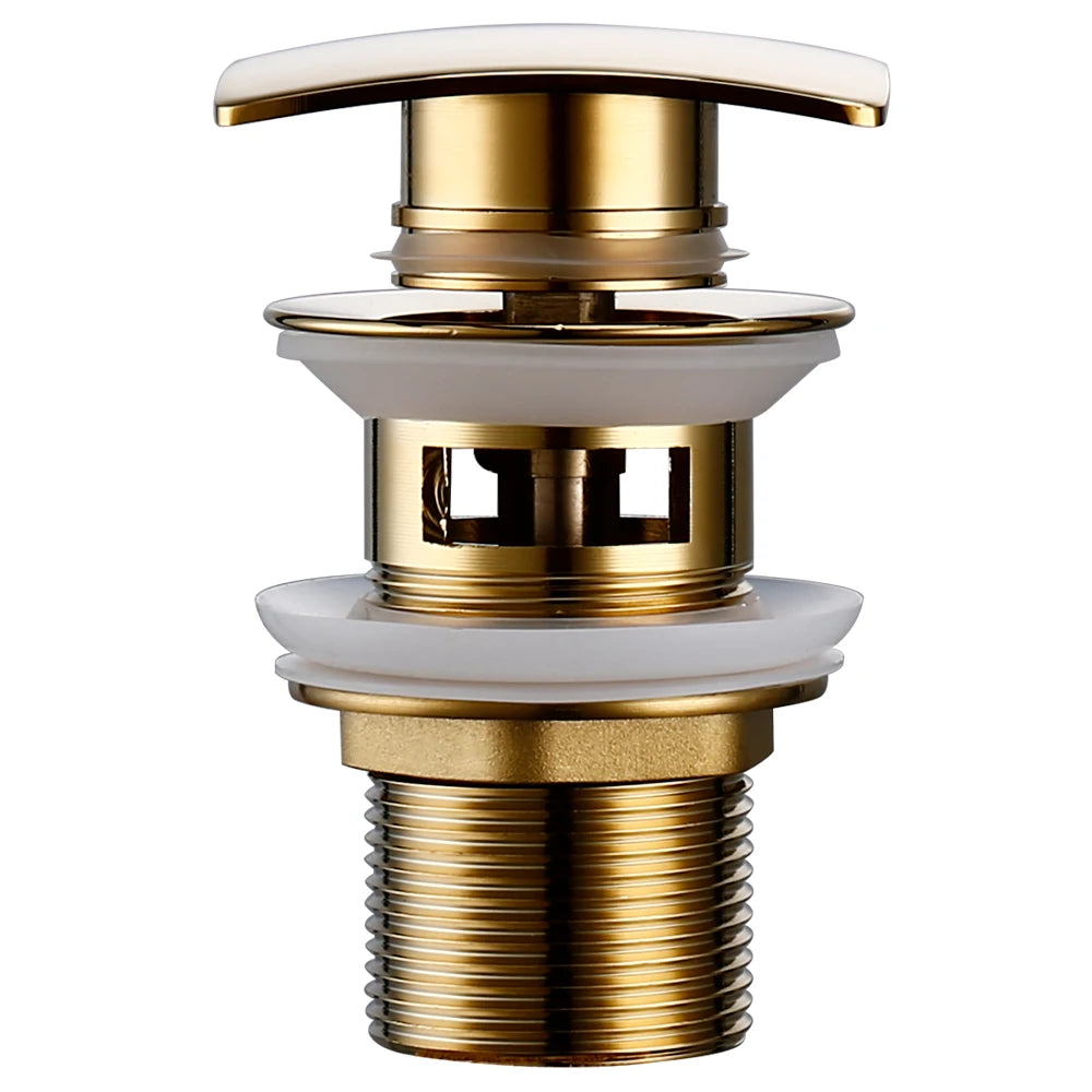 Gold Black Brass White Gunmetal Corrosion Resistant Easy To Installl Pop Up Button Square Hole Bathroom Basin Sink Drainer