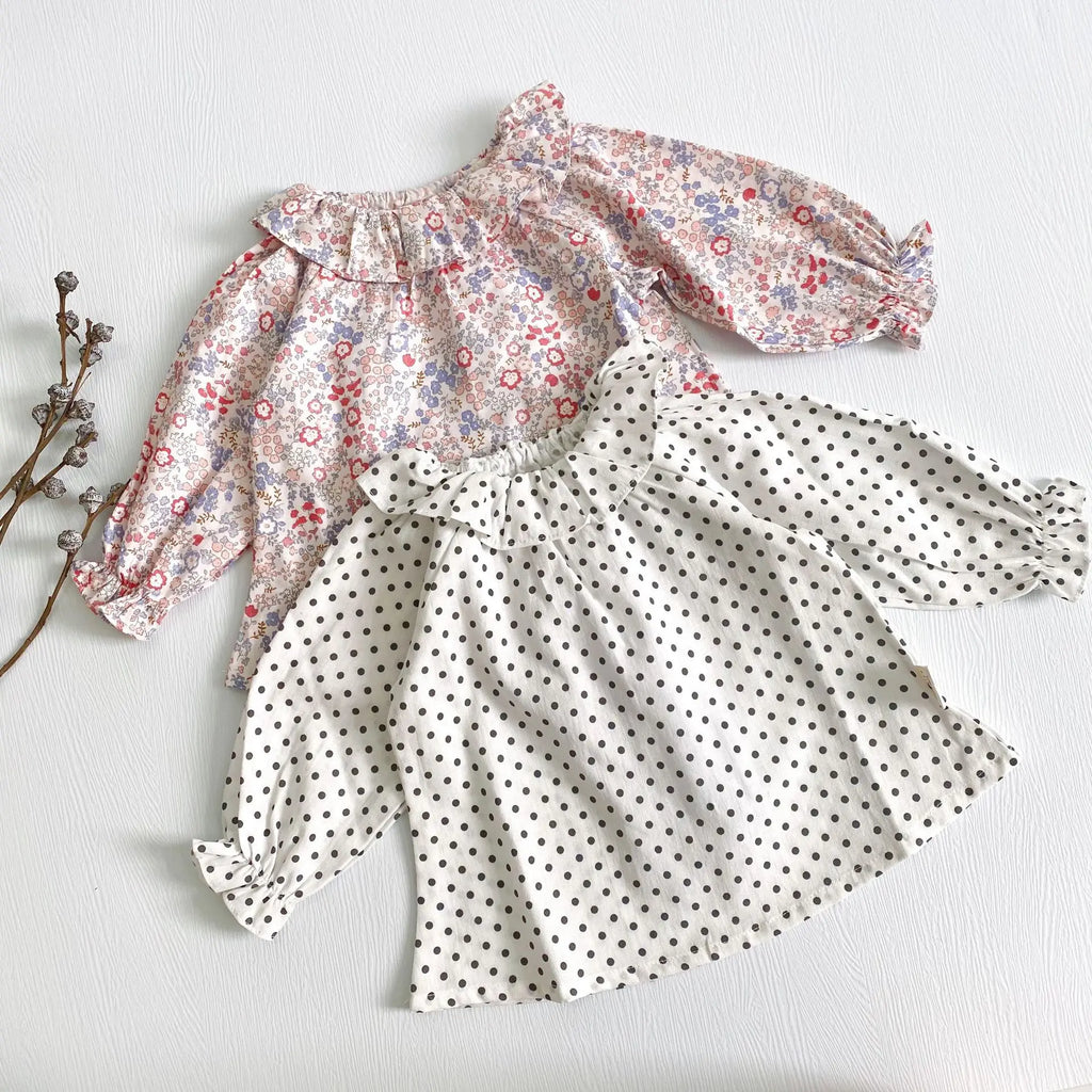 Autumn Spring Children Clothing Toddler Baby Girls Clothes Cotton Long Sleeve Flower Embroidery Baby Girls T-shirt Kids Shirt