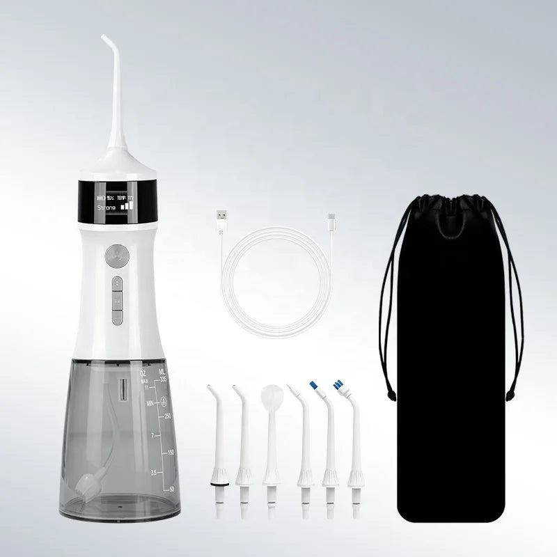 New Design Electric Cordless 4 Modes Portable Dental Water Flosser IPX7 Waterproof Rechargeable Luxury for 6 Nozzles Household