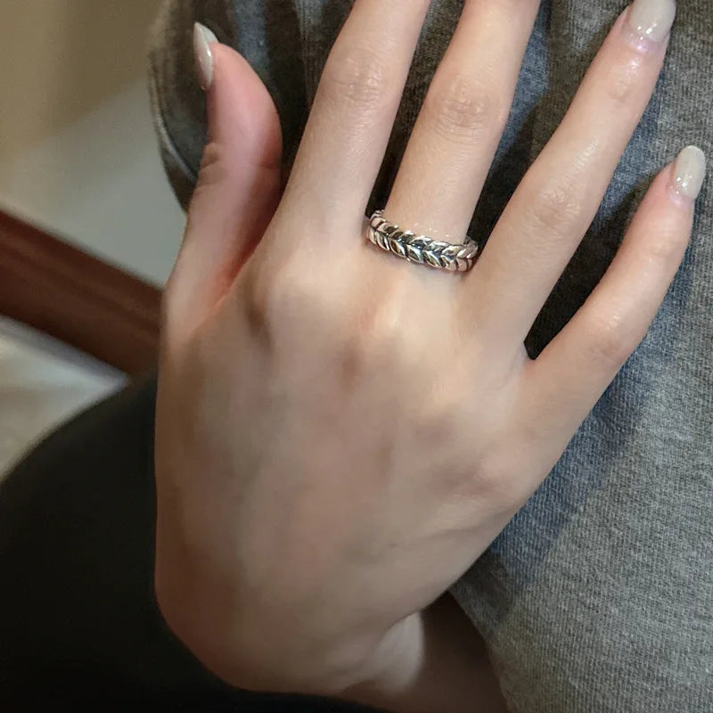 Vintage Wholesale Fine Jewelry 925 Silver Unique Adjustable Wheat Rings Fine Jewelry