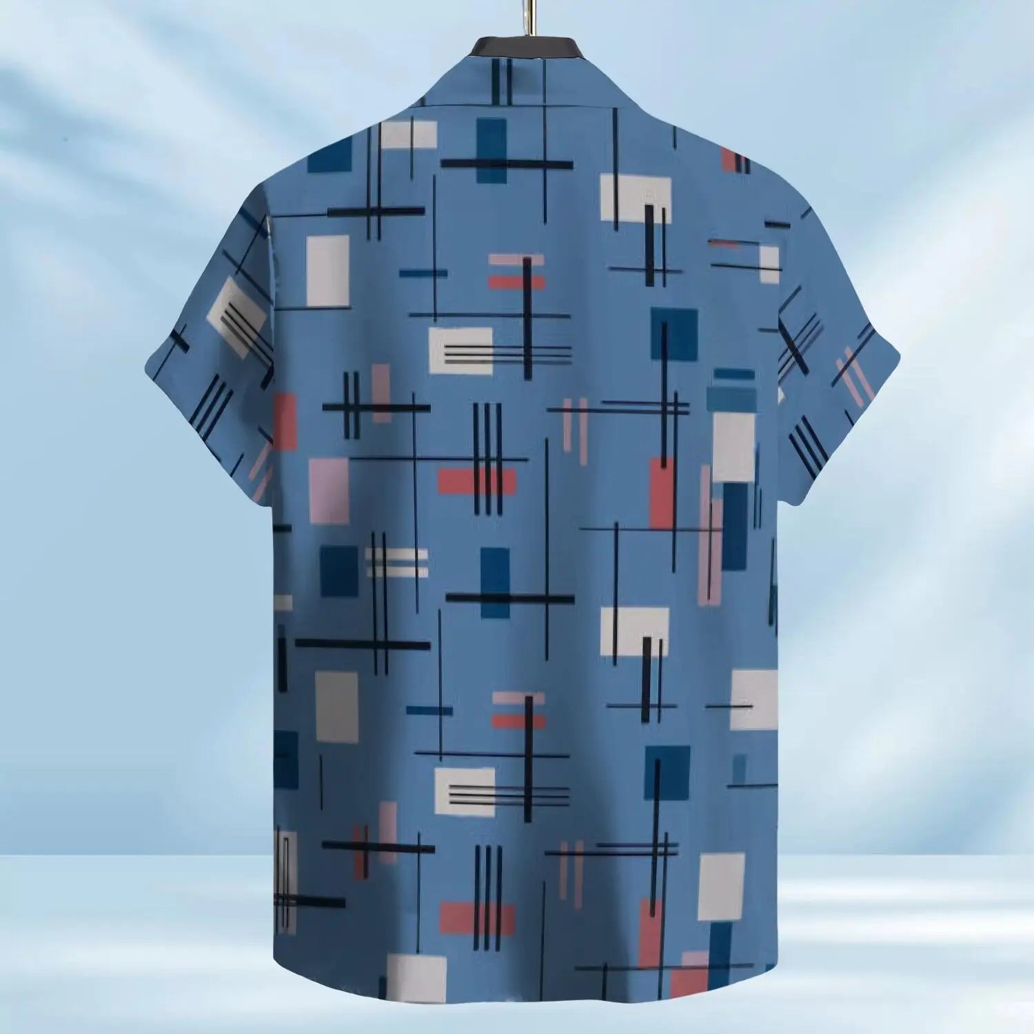 Best-selling Custom-made Hawaiian-style Ink-printed Geometric Pattern Casual Shirt for Men