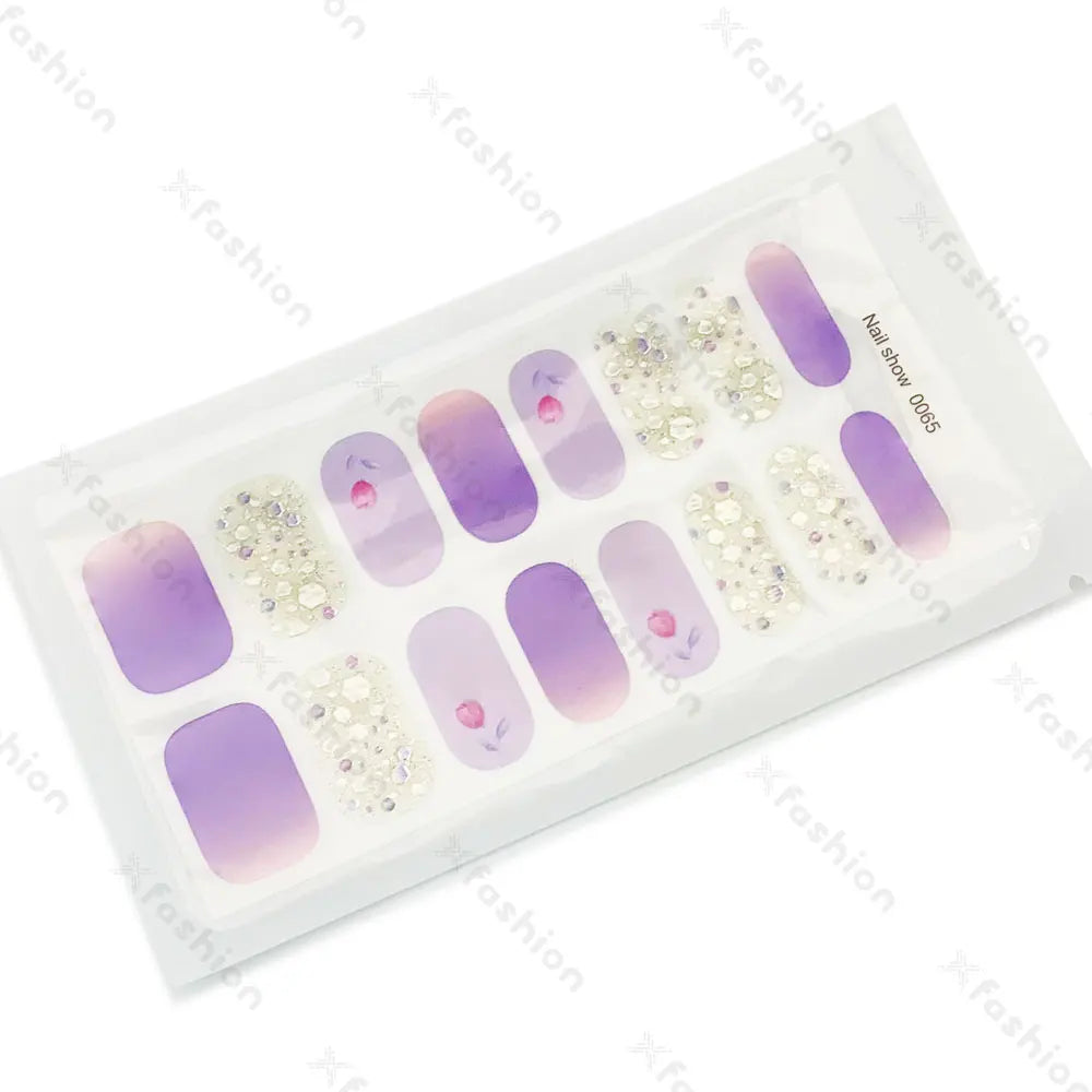 Hot Sale 16 Tips Solid Color Semi-Cured Gel Nail Stickers UV Light Durable Waterproof Long-Lasting Gel Nail Stickers Wholesale