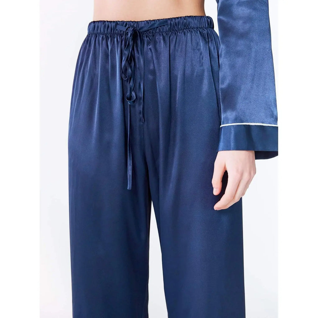Women's Silk Satin Pajamas Set For Women Long Sleeve Button Down 2 Piece Soft Sleepwear Silky Satin Pajama Sets Ladies Sleepwear