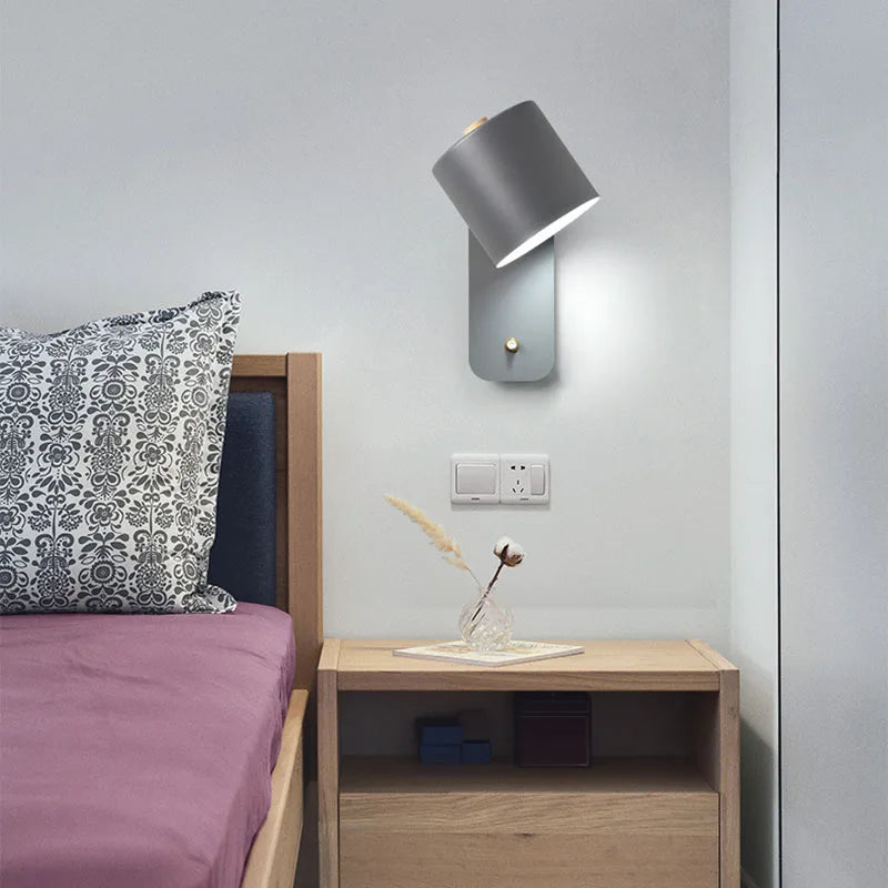 Modern LED Indoor Wall Lamps Rotation Adjustable Switch Wall Sconce With Knob Switch Stair Fixture Hallway Green LED Wall Light