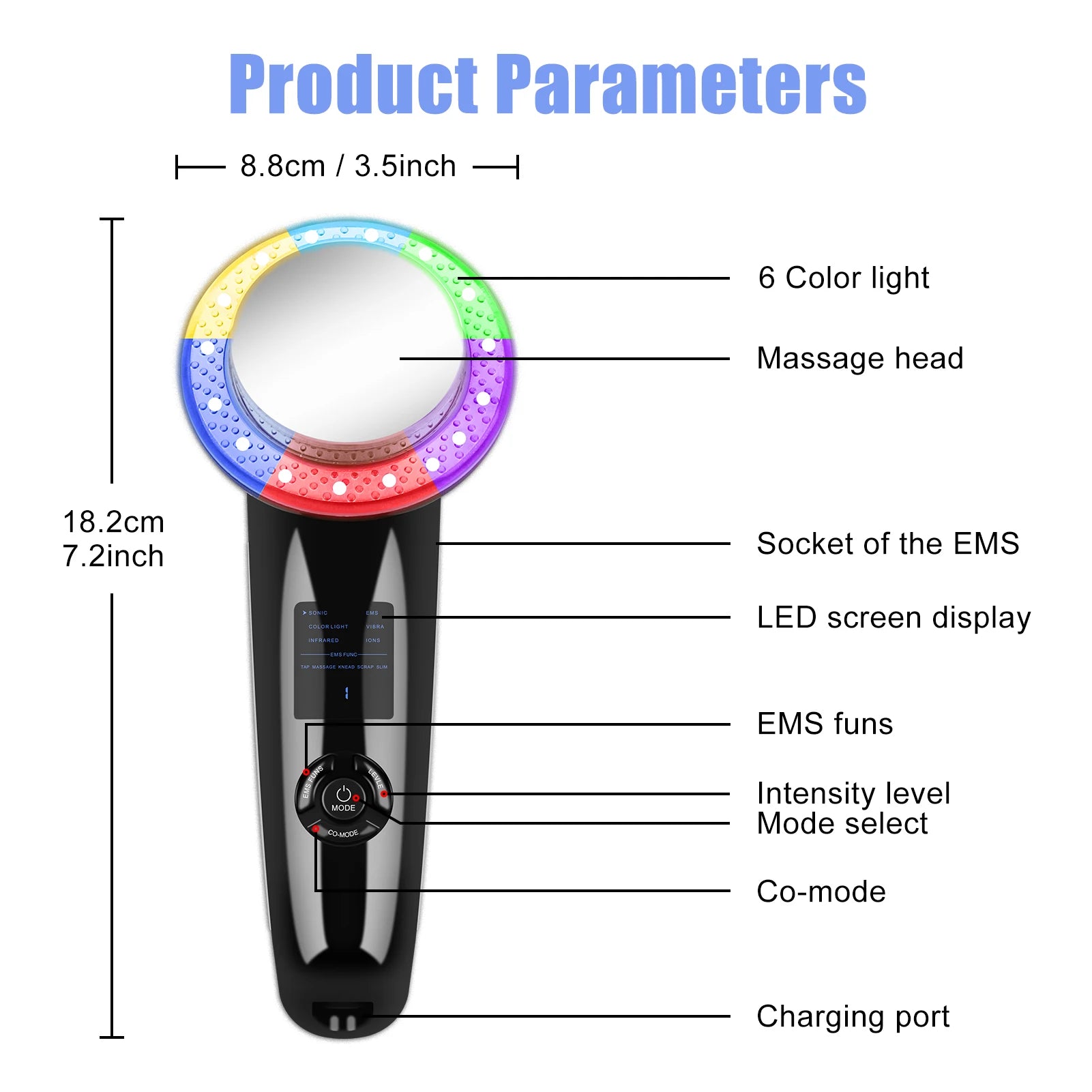 6 IN 1 Body Shape Massager EMS ultrasonic Slimming Gel Cream Infrared 1Mhz Ultrasound Cavitation Fat Burner Bar Weight Loss Tool