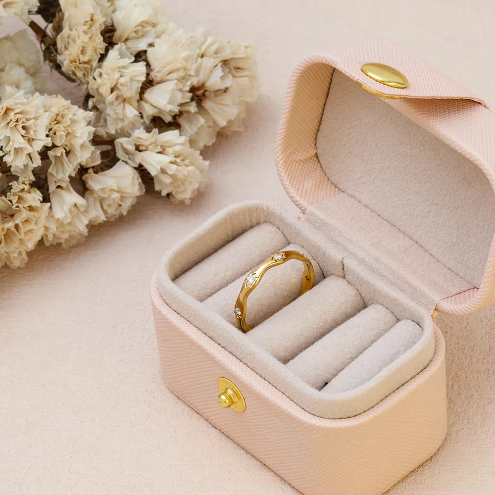 High End 18K Plain Gold Star Zirconia Surround Dainty Rings Stainless Steel Trendy Simple Gold Plated Jewelry