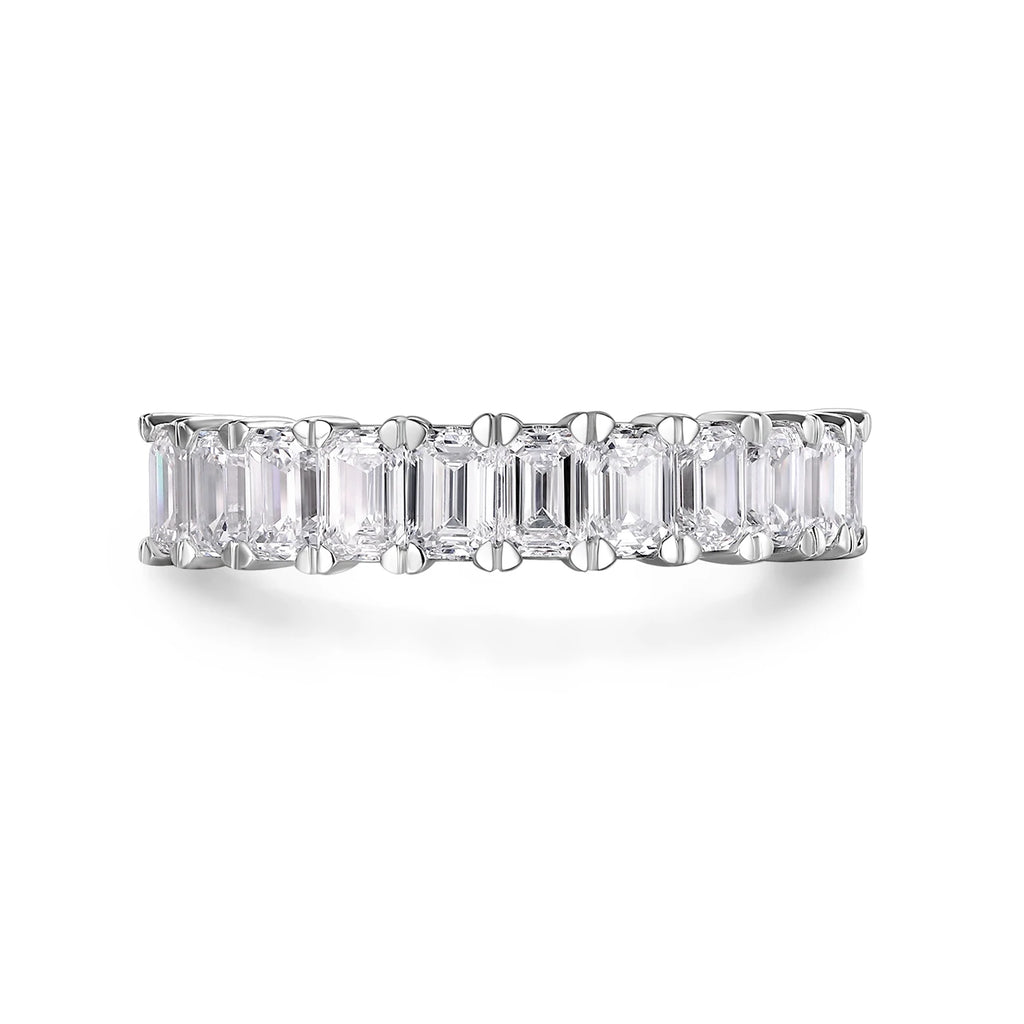 ZHUANGYEE Synthetic Lab Grown Diamonds Emerald Color DEF Wedding Bands Iced Out Engagement Rings Pure 14K White Gold Rings