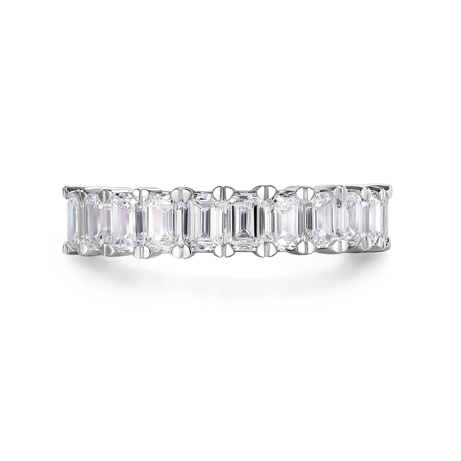 ZHUANGYEE Synthetic Lab Grown Diamonds Emerald Color DEF Wedding Bands Iced Out Engagement Rings Pure 14K White Gold Rings