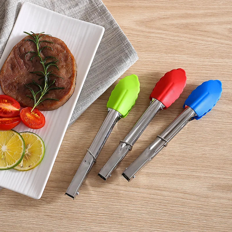 Stainless Steel Silicone Food Tong  Kitchen Tongs Silicone Non-slip Cooking Clip Clamp BBQ Salad Tools Grill Kitchen Accessories