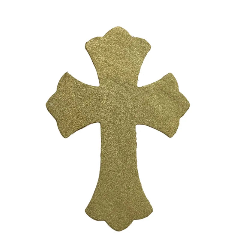 4.5*6.5cm Sheepskin Leather Patch With Cross Shaped Leather Label Genuine Leather DIY With Multiple Colors-106-182
