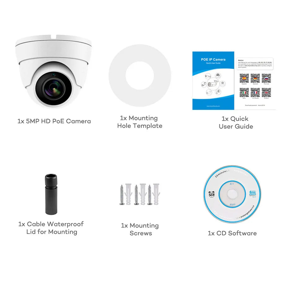Anpviz 5MP POE IP Camera Indoor Mini Dome Security Video Surveillance Audio Built-in Mic H.265 VideoLink App IR 30M CCTV Camera