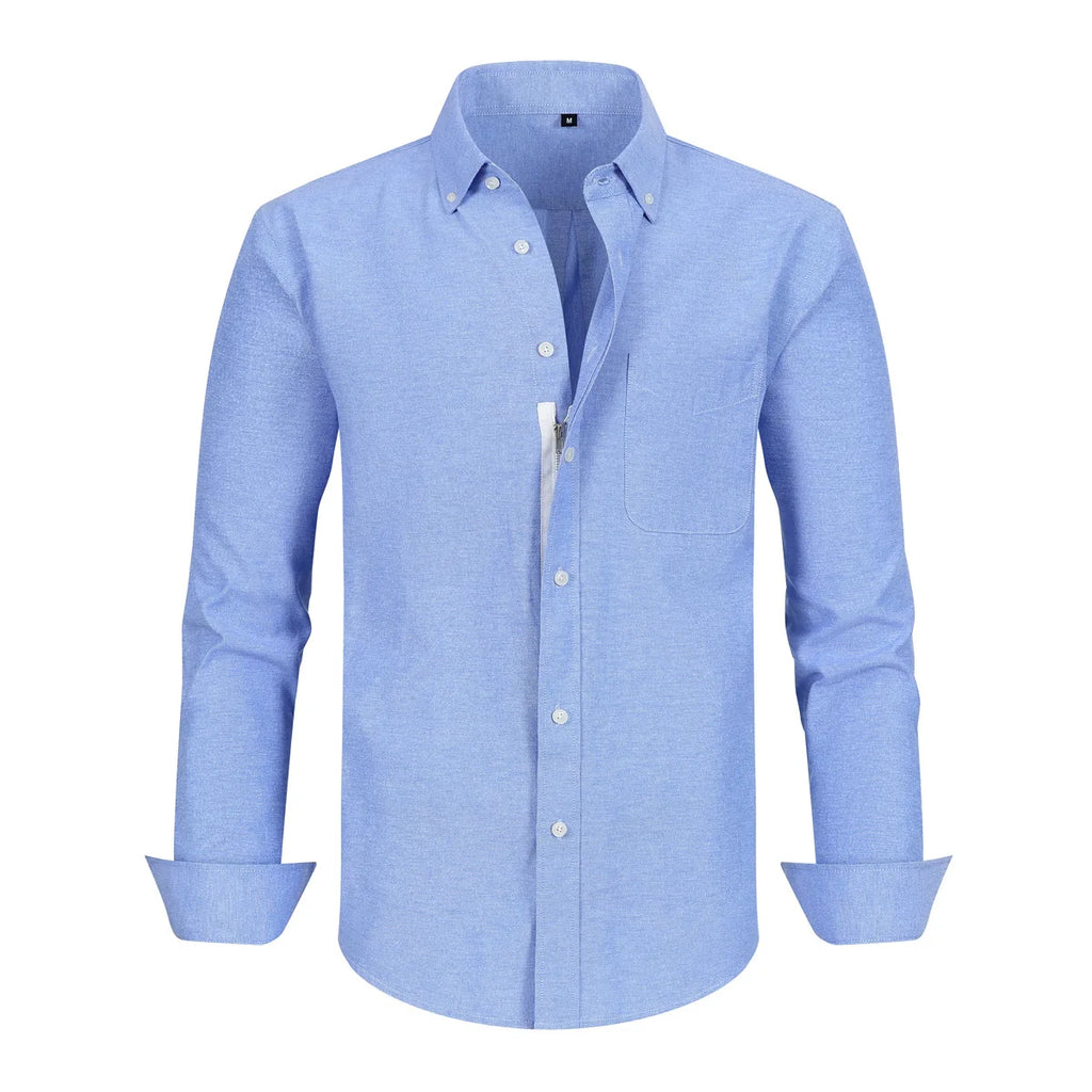 2024 Men Long Sleeve Shirts Spring Autumn Slim Lapel Neck Button Casual Adult Daily Office Men Tops Business Shirt