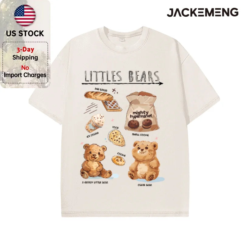 Oversized Washed Retro Cute Cartoon Streetwear Print Tshirt USA Stock Wholesale Y2K Casual Tee